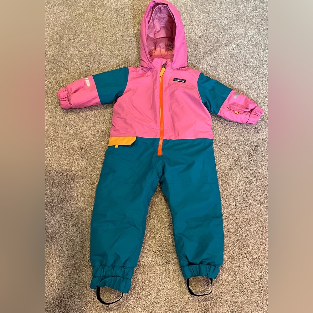 Patagonia Kids' Pink and Teal Footie with Yellow Accent